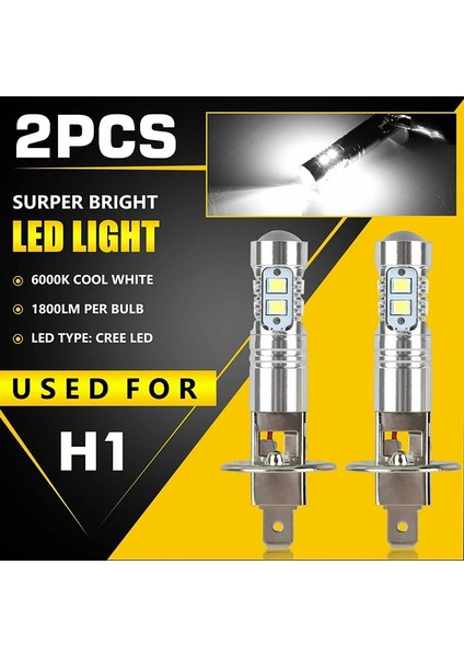 2 Adet H1 Beyaz LED Sis Far Ampul Süper Parlak 6000 K Xenon Halojen Far Drl Sis Sürüş Işık Için Yüksek Düşük Işın Lambası (Yurt Dışından)