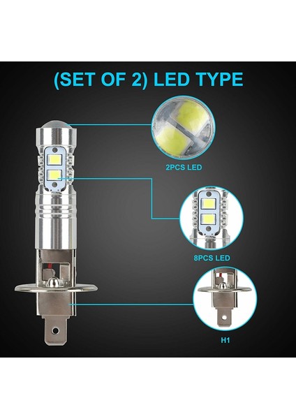 2 Adet H1 Beyaz LED Sis Far Ampul Süper Parlak 6000 K Xenon Halojen Far Drl Sis Sürüş Işık Için Yüksek Düşük Işın Lambası (Yurt Dışından)