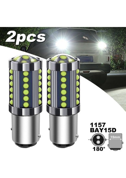 2x Beyaz 1157 BAY15D 2 Adet Kırmızı BAY15D Cob LED Ampuller Süper Parlak Araba Durdurma Fren Lambası Kuyruk Lambası Dcac A Alüminyum LED Ampul (Yurt Dışından)