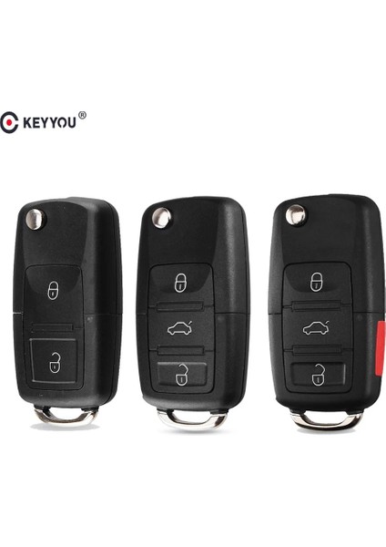 3bt Bıçaksız Stil Keyyou Flip Katlanır Uzaktan Araba Anahtarı Kabuk Kılıf Fob Vw Polo Passat B5 B6 Tiguan Golf Skoda HU66 Blade Yemek (Yurt Dışından)