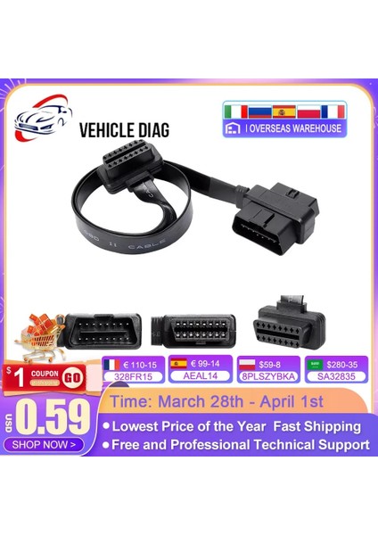 60CM Tarzı Obd2 Uzatma Kablosu 100CMCMCM 1 Ila 2 Bölücü Tel Obd2 Tarayıcı Genişletici Konnektör Adaptörü Erkek Kadın L-Şekilli Dirsek (Yurt Dışından) fiyatları