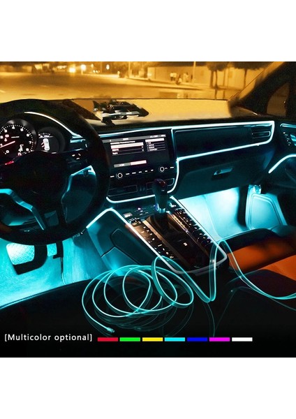 5 Milyon Stili Sarı Otomobil Atmosfer Lambası Araba Iç Aydınlatma LED Şerit Dekorasyon Çelenk Tel Halat Tüp Hattı Esnek Neon Işık USB Sürücü (Yurt Dışından)