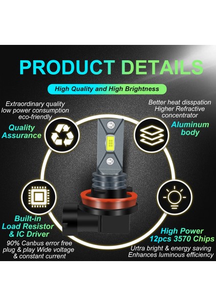H9 Stili 8000K Ar Işıkları H4 LED H7 Lm H11 Araba Için LED Lamba Far Ampulleri H1 H3 H Hb3 Hb4 Ampuller 12V 24V Sis Lambası 4300K (Yurt Dışından) fırsatları