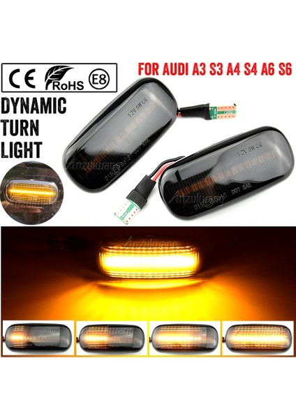 Füme Siyah Audi Için A A4 S4 Rs4 B6 B7 B8 A6 S6 R LED Dinamik Yan Işaretleyici Dönüş Sinyali Işığı Sıralı Flaşör Işık Emark (Yurt Dışından)