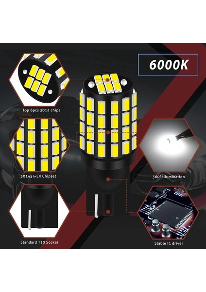 24SMD Gnal Lambası T10 W5W LED Canbus Ampuller Süper Parlak 54SMD LED Araba Iç Işıklar Plaka Okuma Lambası Beyaz (Yurt Dışından) fırsatları