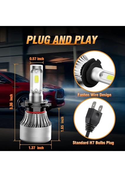 H13 Stili S2 2x Lm Araba H7 LED 6000K 360 Ampul LED W LED Far H4 Ampul Araba Için Araba Ford H11 Sis Lambası H1 H H3 H13 (Yurt Dışından)