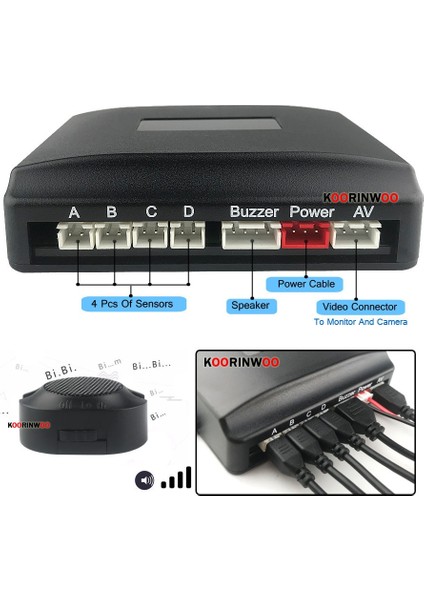 Siyah Koorinwoo Orijinal Parktronic Çift Çekirdekli Video Otopark Sensörü 4 Yedek Radar Alarm Sistemi Ses Video Sistemi Görünür Mesafe (Yurt Dışından) modelleri