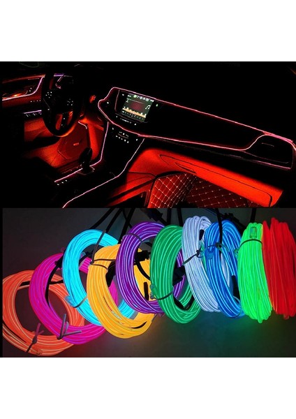 5m-Usb Stili Mor Araba Iç Aydınlatma LED Şerit Dekorasyon Garland Tel Halat Tüp Hattı Esnek Neon Işık Araba Ürünleri Iç Kısmı (Yurt Dışından) fiyatları