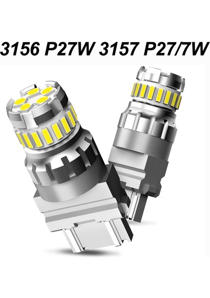 P27W 3156 3157 Baw LED T15 W16W P27W W21W LED Ampul BAY15D P LED Oto Sinyal Lambası Fren Ters Araba Işık (Yurt Dışından)