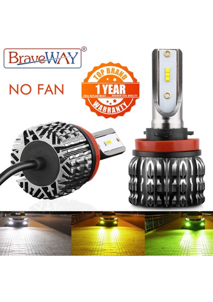 H3 Stili Sarı Braveway Lm H4 H7 LED Far Ampülleri H4 Hilo Beam Ampuller Hb3 Bh4 Oto LED Lambalar H1 12V H11 H3 LED Ampul (Yurt Dışından)