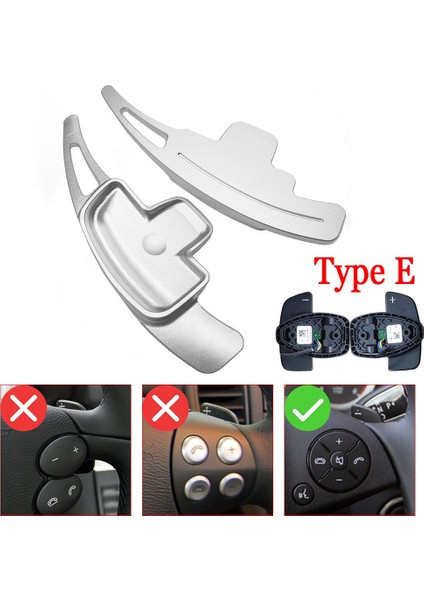 E Tipi Gümüş Stili Mercedes Benz Amg ALA45 Gle Gla Cls Gls W205 W213 Eqc Araba Direksiyon Paddle Shift Uzatma Shifter Dsg Çıkartmalar (Yurt Dışından)