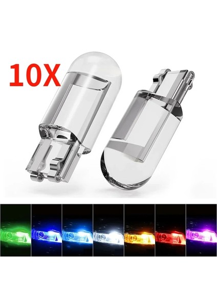 10 Parça Tarzı Mavi W5W Cam Muhafaza Cob Araba LED Ampul 6000K Beyaz Yeşil Mavi Kırmızı Kama Plaka Lambası Kubbe Işık Beyaz (Yurt Dışından) indirimleri