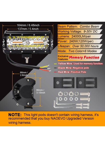 Braket C Stili Naoevo LED Işık Çubuğu 4x4 Offroad 240W 6 Modu 12V 24V LED Sürüş Sis Çalışma Lambası Atv Kamyon Tekne Oto Aksesuarları (Yurt Dışından) fırsatları