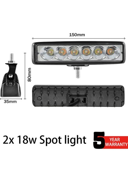 2x 18W Spot Işık Stili LED Bar 18W 30W 48W 54W 4x4 Off Road Için LED Işık Çubuğu 12V 24V Araba Sis Lambası Için LED Çalışma Işığı Geri Vites Lambası Sel Spot Işın (Yurt Dışından)