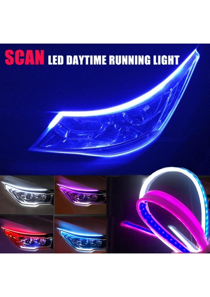 60CM Tarzı Beyazdan Sarıya 2 Adet LED Drl Gündüz Farları Esnek Araba Işık Aksesuarları Dönüş Sinyali Sarı Fren Yan Işıklar Farlar Şerit 12V (Yurt Dışından)