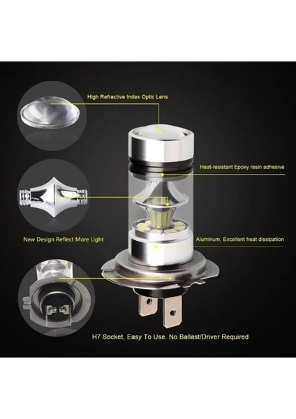 Beyaz Stil H7 W Smd LED Ampul Süper Parlak Araba Sis Lambası 12V 6000K Beyaz Sürüş Koşu Lambası Otomatik LED H7 Ampul Sinyal Lambası (Yurt Dışından) fiyatları