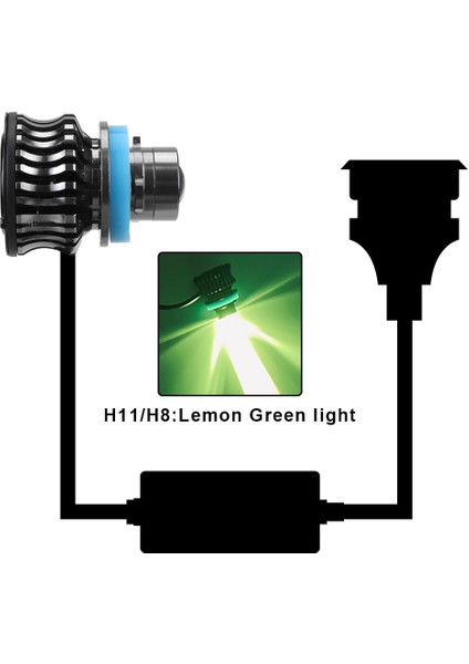 H11 Limon Yeşili Leepee H11 H Sis Ampulleri Süper Parlak Spot Far Arabaları Motosiklet LED Lazer Far Arabaları Uzun Far Kısa Far (Yurt Dışından)