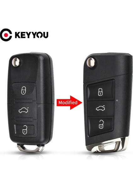 Bıçak Yok Keyyou Modifiye Çevirme Uzaktan Anahtar Kabuk Volkswagen Vw Polo Passat B5 Golf Mk5 Beetle 3 Düğmeler Yedek Araba Anahtarı Kapağı (Yurt Dışından)