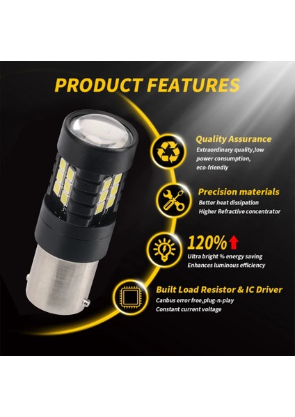 Sarı Stil 7440 T20 2x Araba LED Ampul Canbus Tt Baw BAY15D Araba 12 V Beyaz Amber Için Otomatik Geri Lambası (Yurt Dışından)