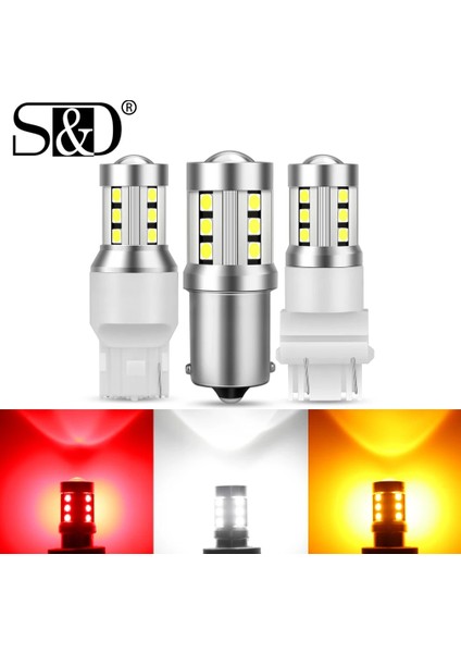Beyaz Stil 1157 BAY15D P21-5W 2 Adet T15 W16W LED Baw PY21W LED BAY15D P Ampuller Dönüş Sinyali Işık WY21W W21W W P27W T20 Lamba (Yurt Dışından)