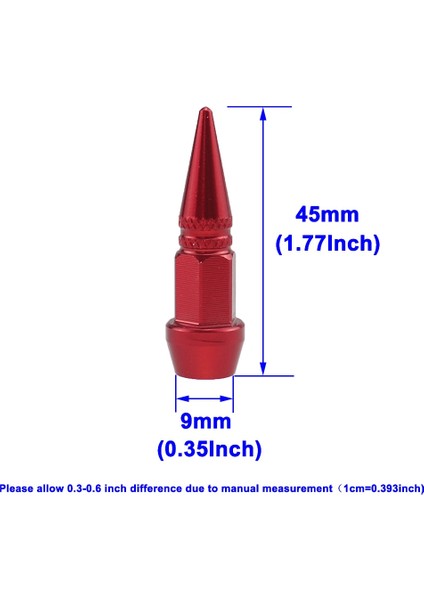 60MM Kırmızı 1 Adet Stil 1 Adet Evrensel Alüminyum Alaşım Motosiklet Araba Oto Bisiklet Başak Şekli Toz Geçirmez Lastik Tekerlek Kök Vana Kapakları Araba Styling Tunning (Yurt Dışından)