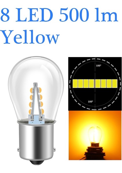 8 LED Sarı 2021 Yeni LED P21W BA15S Araba Işık S Otomatik Araç Geri Dönüş Sinyali Ampul Lambası Drl Beyaz 6000K 12V 24V (Yurt Dışından)