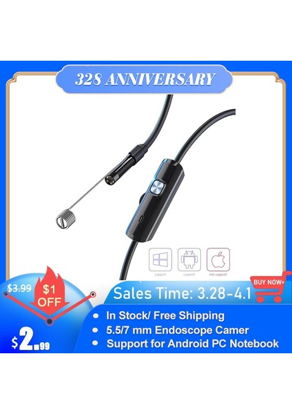 USB Sürüm Stili 2 Milyon 6led'li Android Endoskop Kamera Için Araba USB Otomatik Endoskop Pc Notebook Için Esnek IP67 Su Geçirmez Mikro Kamera (Yurt Dışından)