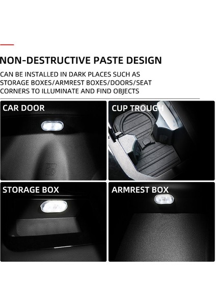 Beyaz Ar Iç Mini Işık Dokunmatik Ortam Işığı Otomatik Tavan Tavan Okuma Lambası LED Araba Styling Dokunmatik Gece Lambası USB Şarj (Yurt Dışından)