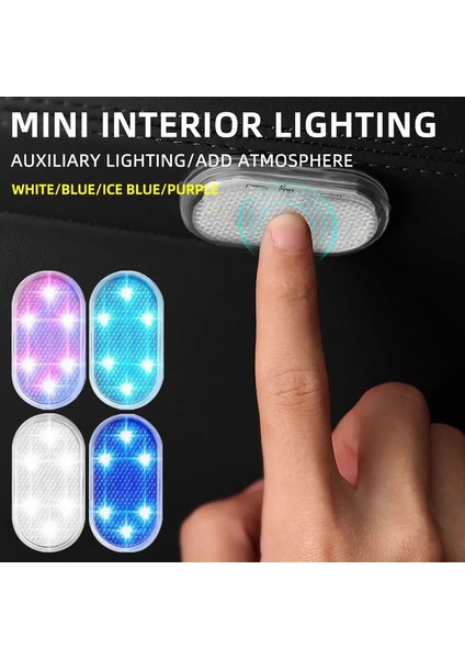 Beyaz Ar Iç Mini Işık Dokunmatik Ortam Işığı Otomatik Tavan Tavan Okuma Lambası LED Araba Styling Dokunmatik Gece Lambası USB Şarj (Yurt Dışından)