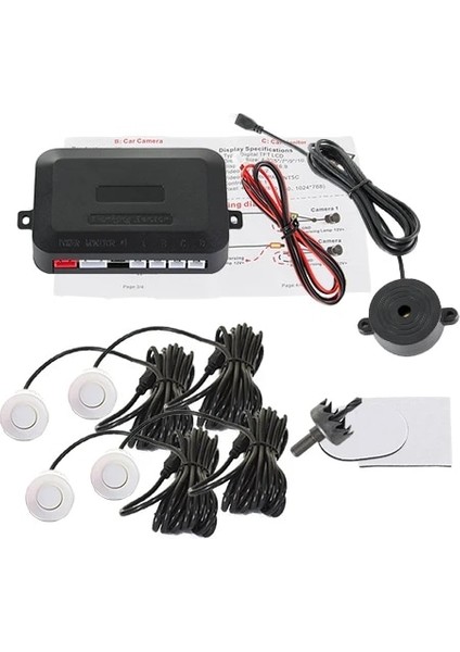Beyaz Sınovcle 4 Sensörler Buzzer Araba Park Sensörü Kiti Ters Yedekleme Radar Sesli Uyarı Göstergesi Prob Sistemi 12V (Yurt Dışından) fiyatları