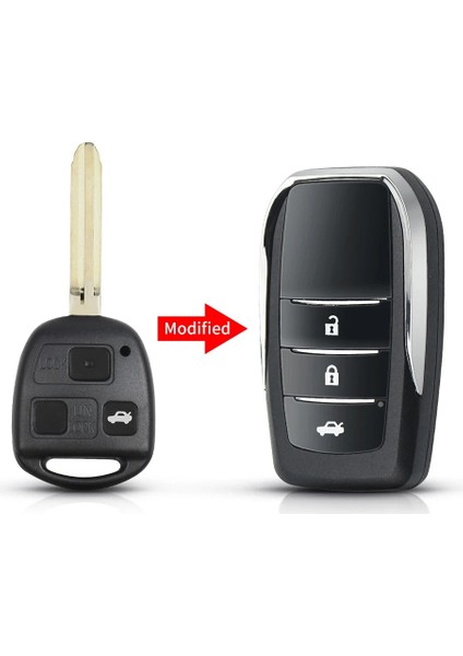 TOY43 3btn Tarzı Keyyou Modifiye Flip Araba Anahtarı Kabuk Kılıf Toyota Camry Rav4 Corolla Prado Yarıs Yedek Düğmeler Kesilmemiş TOY43 Bıçak (Yurt Dışından)