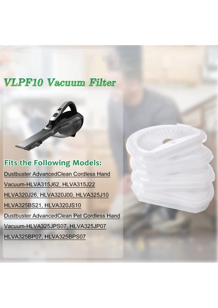 4 Paket Hepa Post Filtre Yedeği Black Decker Dustbuster El Elektrikli Süpürge VLPF10 HLVA320J00 Filtreler (Yurt Dışından)