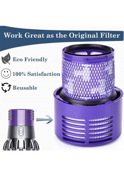 2x Yıkanabilir Filtre Hepa Ünitesi Dyson V10 SV12 Siklon Hayvan Mutlak Toplam Temiz Elektrikli Süpürge Filtreleri Yedek Parça A (Yurt Dışından)