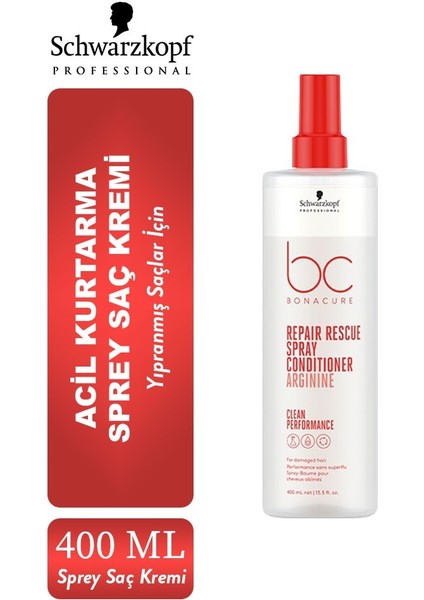 2 Adet Schwarzkopf Acil Kurtarma Sprey Saç Kremi 400ML