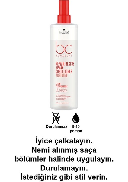 2 Adet Schwarzkopf Acil Kurtarma Sprey Saç Kremi 400ML
