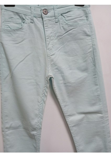 Su Yeşili Likralı Yüksek Bel Koton Kumaş Mom Jeans Pantolon fiyatları