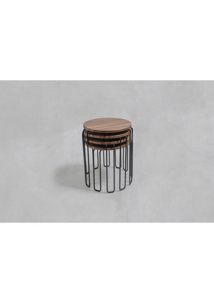 Siyah Ayak - 4 Lü Alyans Zigon Sehpa - Ceviz fiyatları