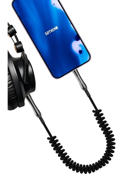 Spiralli 3.5mm To Lightning Aux Ses Kablosu Kumaş Sa-01