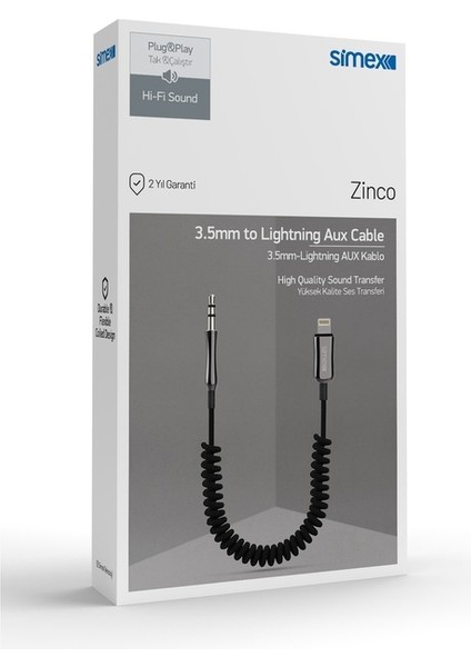 Spiralli 3.5mm To Lightning Aux Ses Kablosu Kumaş Sa-01