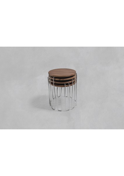 Nikel Ayak - 4 Lü Alyans Zigon Sehpa - Ceviz fiyatları