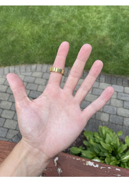 Altın Rengi Mini Saat Yüzük, Parmak Saat, Minik Yüzük Saat, Altın Yuvarlak Mini Saat Yüzük