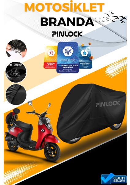 Kuba Trendy Siyah Su Geçirmez Siyah Motosiklet Brandası Miflonlu Kalın Premium Kumaş Clipsli
