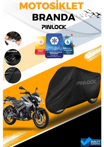 Bajaj Ns 200 Su Geçirmez Siyah Motosiklet Brandası Miflonlu Kalın Premium Kumaş Clipsli