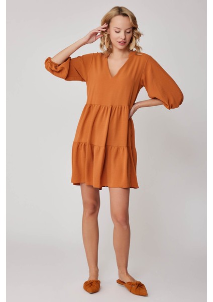 V Yaka Balon Kol Geniş Kesim Elbise fiyatları