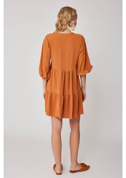 V Yaka Balon Kol Geniş Kesim Elbise fırsatları