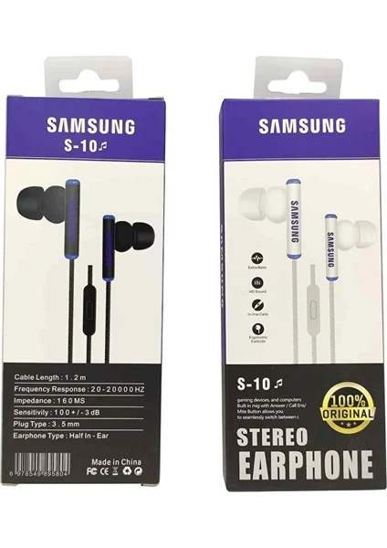 Samsung Galaxy S-10 Half-In Ear Mikrofonlu Kablolu Kulaklık