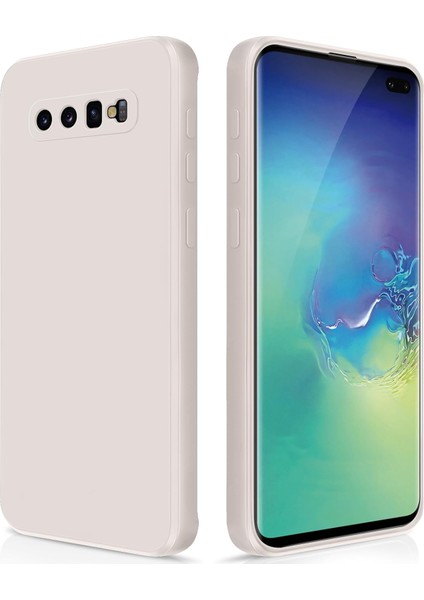 Samsung Galaxy S10 Plus Için Ince Yumuşak Likit Silikon Tampon Telefon Kılıfı - Beyaz (Yurt Dışından)