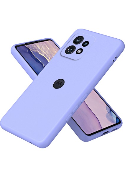Motorola Edge 40 Pro Için Ince Likit Silikon Yumuşak Telefon Kılıfı - Mor (Yurt Dışından)