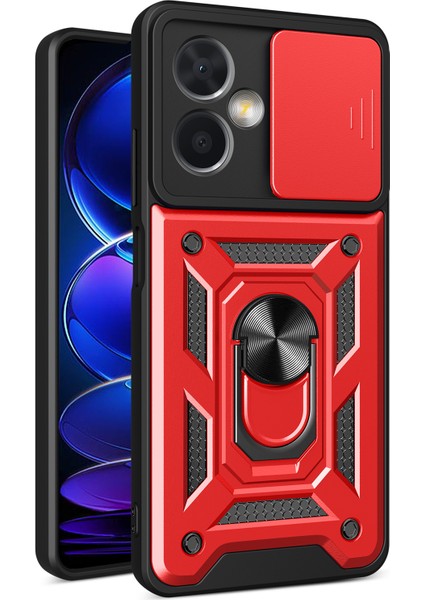 Xiaomi Redmi Note 12 Için Halka Ayaklı ve Kayar Kamera Kapaklı Telefon Kılıf - Mavi (Yurt Dışından)