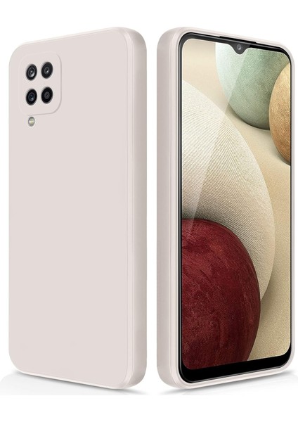 Samsung Galaxy A12 Için Ince Yumuşak Likit Silikon Tampon Telefon Kılıfı - Beyaz (Yurt Dışından)